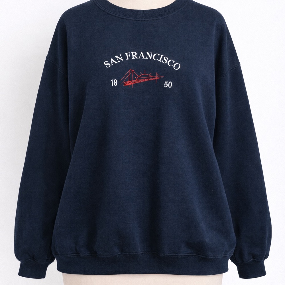 Gildan Navy Blue San Francisco Crewneck Sweatshirt-sz M